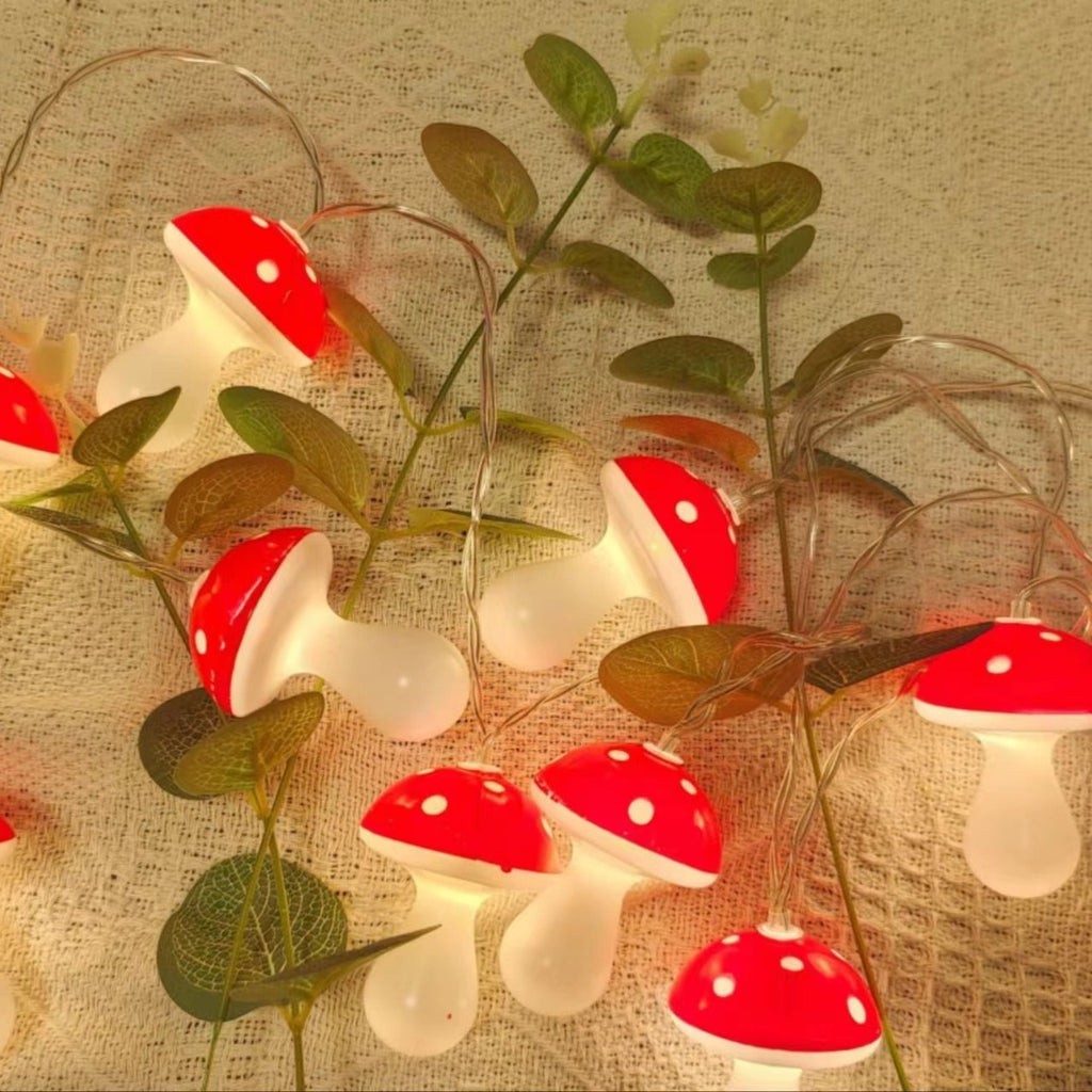 LED Mushroom String Lights – Fairy Garden & Holiday Decoration for Home, Party, and Outdoor Use