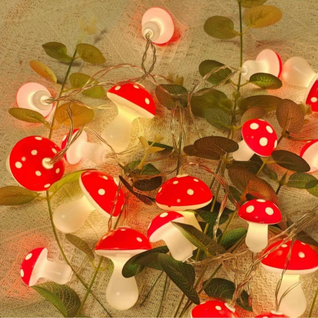 LED Mushroom String Lights – Fairy Garden & Holiday Decoration for Home, Party, and Outdoor Use
