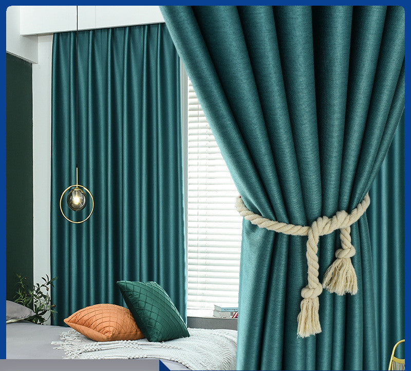 Luxury Linen Jacquard Curtains – Double-Sided Thick Blackout Drapes